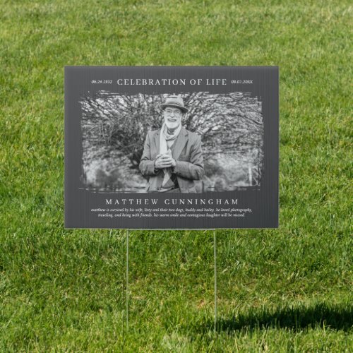 For Him Celebration of Life Modern Simple Photo Sign