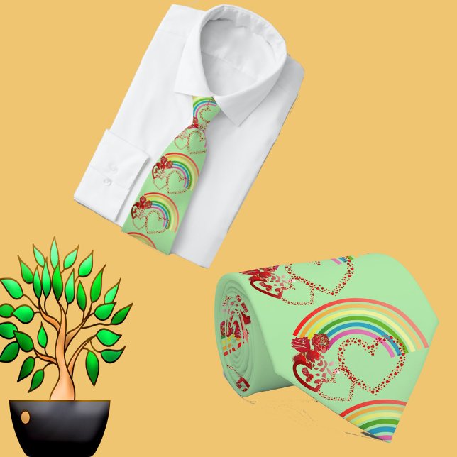 For Him Cute Rustic Roses Heart Valentine Rainbow  Neck Tie (For Him Cute Rustic Roses Heart Valentine Rainbow Neck Tie)