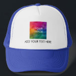 For Him For Her White And Royal Blue Elegant Trucker Hat<br><div class="desc">For Him For Her White And Royal Blue Elegant Modern Template Create Your Own Upload Image Logo Photo Trucker Hat.</div>