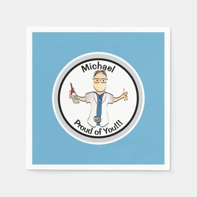 For Him Funny Doctor Nurse Graduation Male Paper   Napkins (Front)