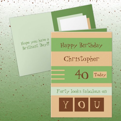 For him green and brown 40th birthday