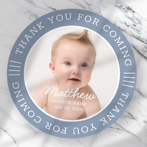 For Him Holy Baptism Thank You For Coming Photo Classic Round Sticker