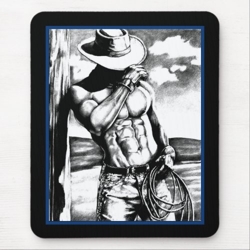For Him Masculine Cool Cowboy Art  Mouse Pad