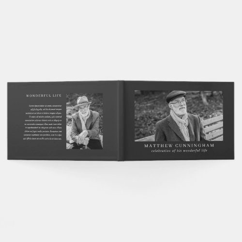 For Him Memorial Elegant Modern Simple Photos Guest Book