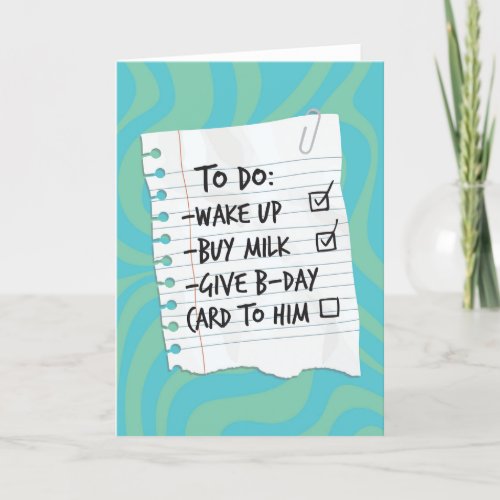 For Him To Do List Birthday Card