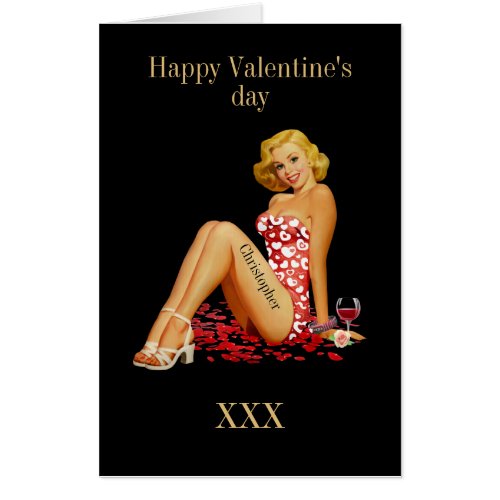 For him valentines custom monogram romantic love card