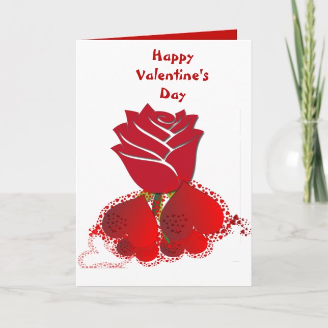 For Him Valentine's Day Romantic Hearts Red Rose  Holiday Card (Front)