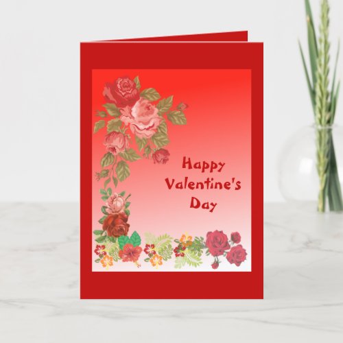 For Him Valentines Day Romantic Red Roses Custom  Holiday Card