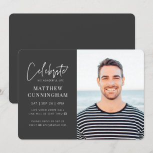 For Him Virtual Celebration of Life Modern Photo Invitation