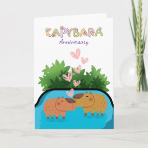 For Husband Anniversary Capybara Couple Swimming Card