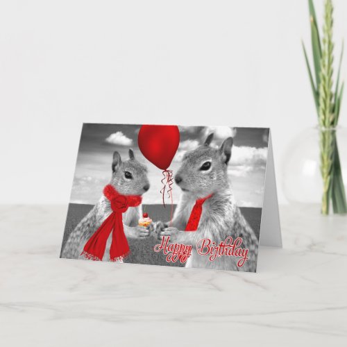 for Husband Birthday Cute and Romantic Squirrels Card