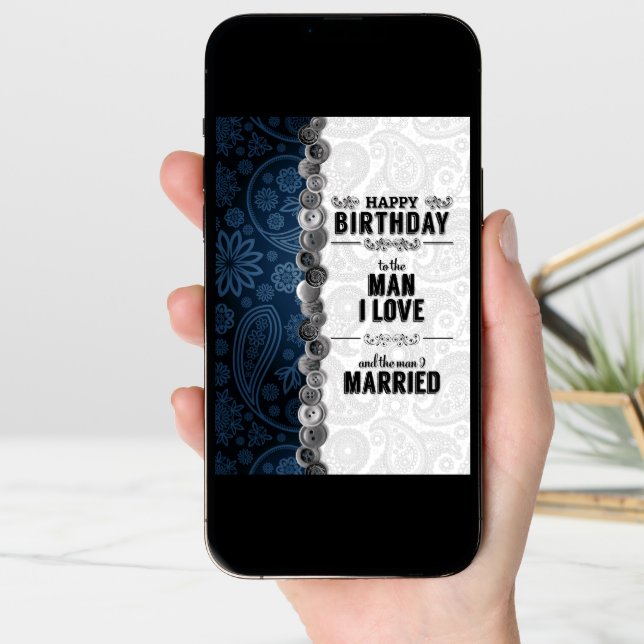 for Husband Blue Paisley Sentimental Birthday Card (Front Digital)