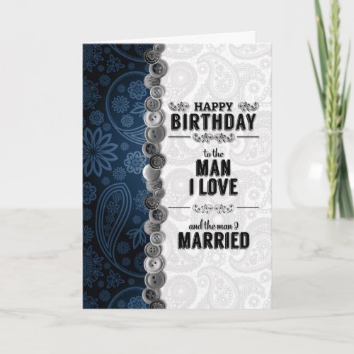 for Husband Blue Paisley Sentimental Birthday Card