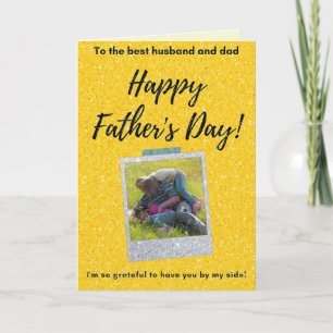 For Husband Father's Day Glitter Photo Card