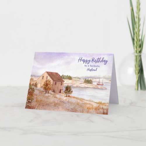 For Husband on Birthday Fisherman House Norway Card