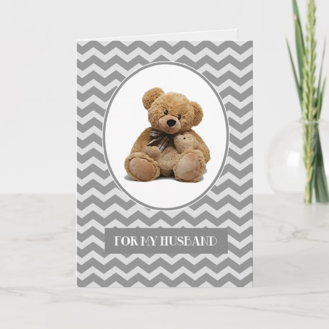For Husband on Father's Day. Cute Teddy Bears Card (Front)