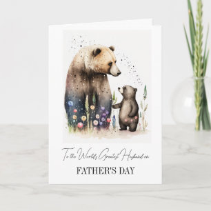 For Husband on Father's Day Watercolor Bears Card