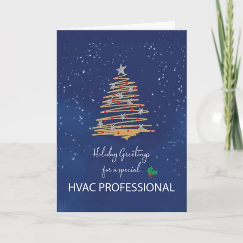 For HVAC Professional Christmas Tree on Navy Card
