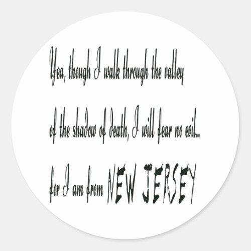 For I Am From New Jersey Sticker