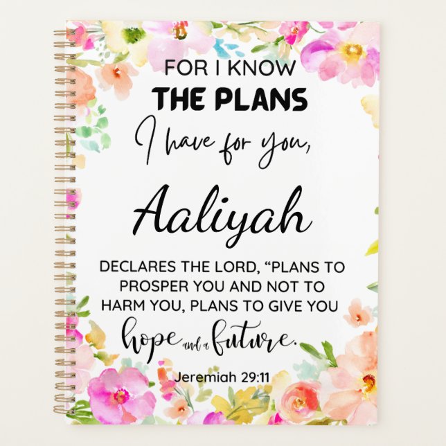 For I know the plans Floral Personalize Planner (Front)