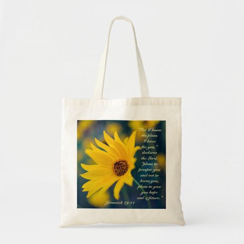 For I Know the Plans I Have Bible Verse Flower Tote Bag