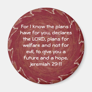 For I know the plans I have .... Jeremiah 29:11 Magnet