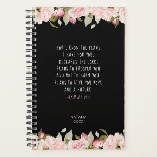 For I Know the Plans Pink Floral Bible Verse Planner