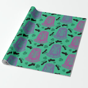 For Irish Dancers Dancing Dresses Shoes Green Wrapping Paper