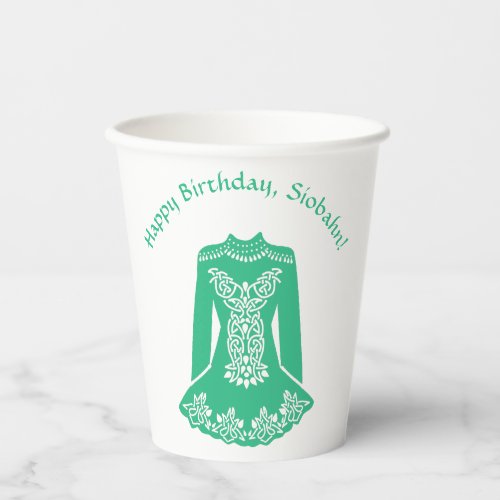 For Irish Dancers Green Dancing Dress Custom Party Paper Cups