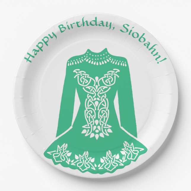 For Irish Dancers Green Dancing Dress Custom Party Paper Plates (Front)