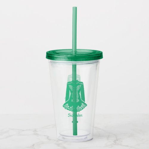 For Irish Dancers Green Dancing Dress Personalized Acrylic Tumbler