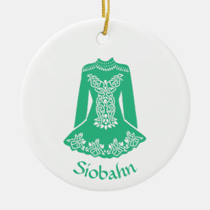 For Irish Dancers Green Dancing Dress Personalized Ceramic Ornament