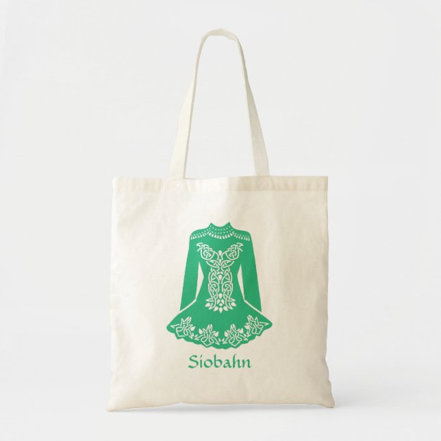 For Irish Dancers Green Dancing Dress Personalized Tote Bag (Front)