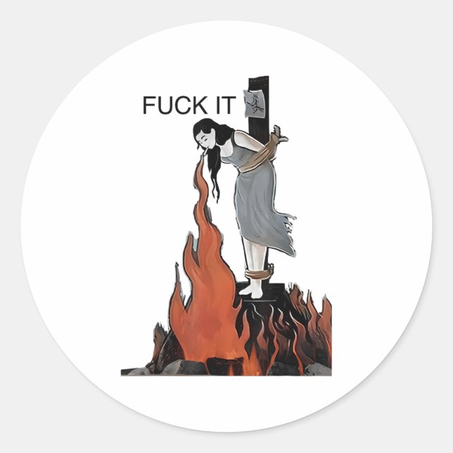 For It Funny - Witch Is Burning In Flames Girl Smo Classic Round Sticker (Front)