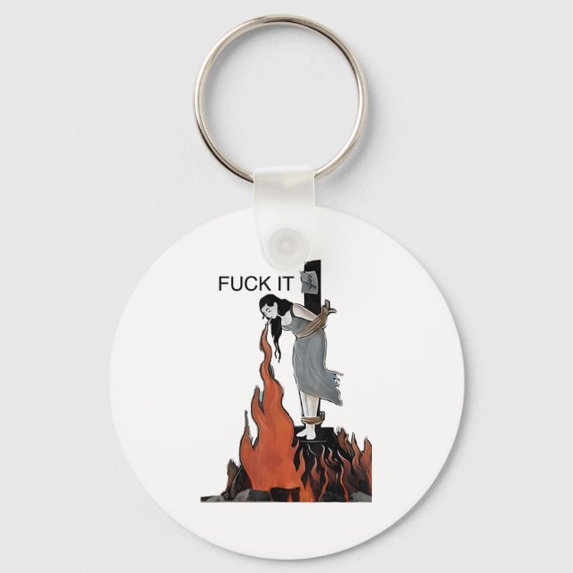 For It Funny - Witch Is Burning In Flames Girl Smo Keychain (Front)