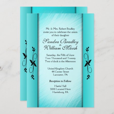 For Jay / Columns Teal Blue Wedding Invitations