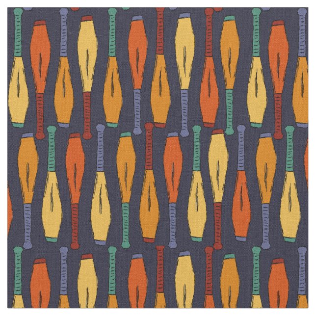 For Jugglers Juggling Clubs Patterned Fabric (Close Up)