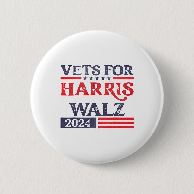 For Kamala Harris Tim Walz Veterans For Harris  Button (Front)