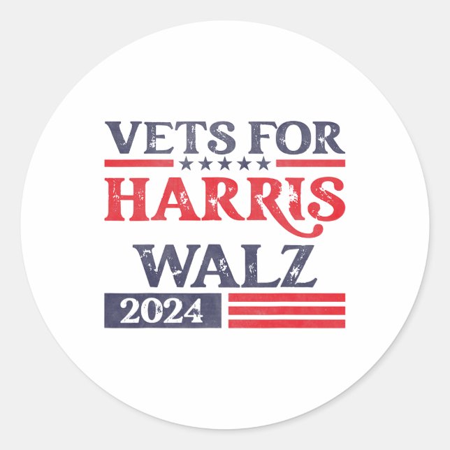 For Kamala Harris Tim Walz Veterans For Harris  Classic Round Sticker (Front)