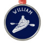 For Kayakers Personalized Navy Blue Kayak Metal Ornament
