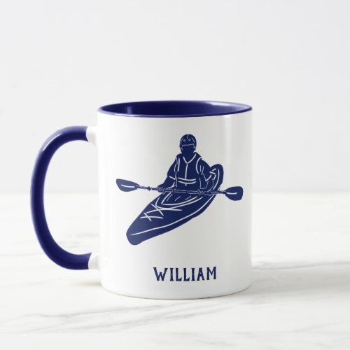 For Kayakers Personalized Navy Blue Kayak Mug