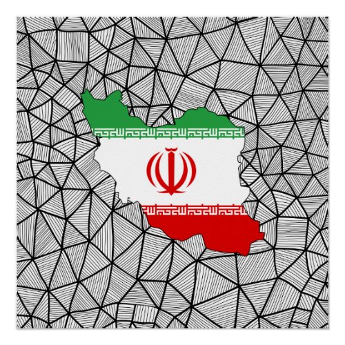 For Kids Creative Iran Flag With Map Poster