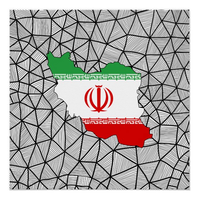 For Kids: Creative Iran Flag With Map Poster (Front)