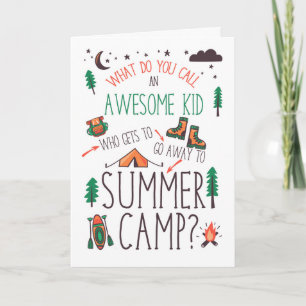 for Kids Funny Summer Camp Orange Green and Brown Card