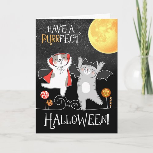 for Kids Halloween Funny Cats in Costumes Card