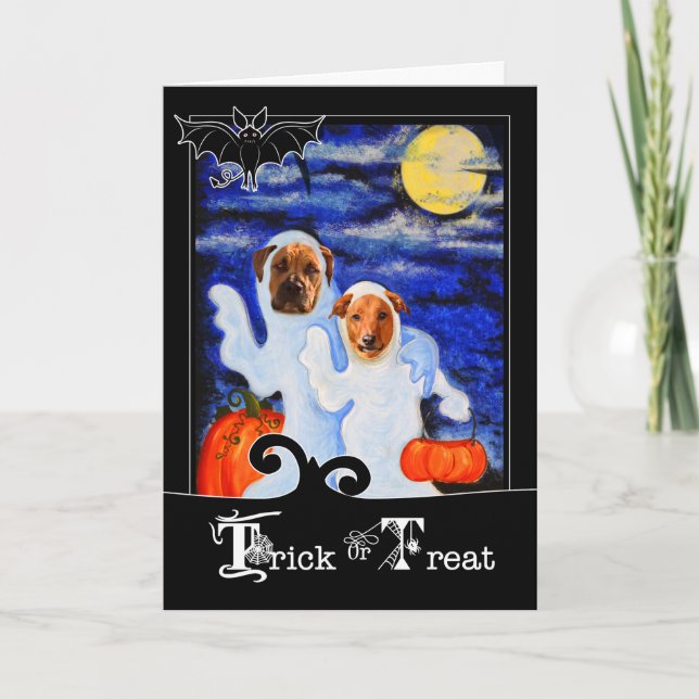 for Kids Halloween Funny Ghost Dogs Card (Front)