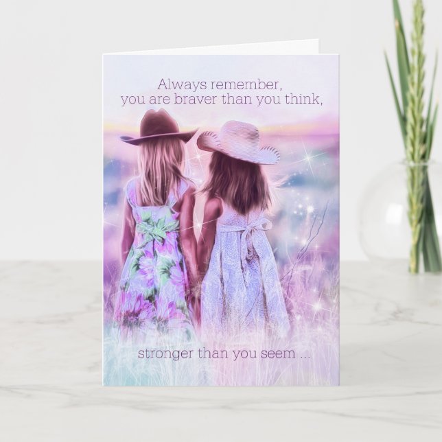 for Kids Sympathy Little Cowgirls Western Purple Card (Front)