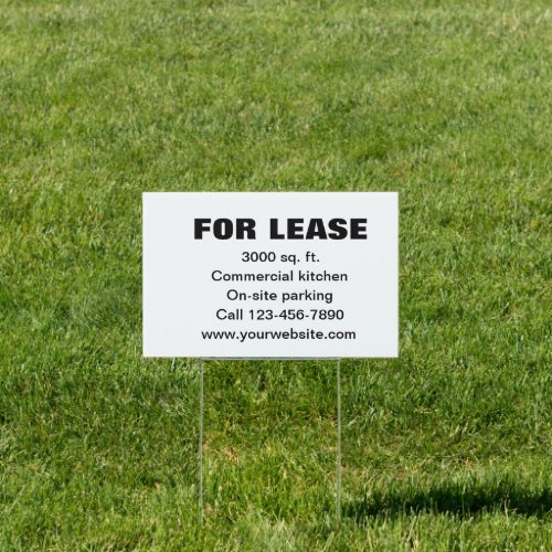 For Lease Black and White Property Management Text Sign