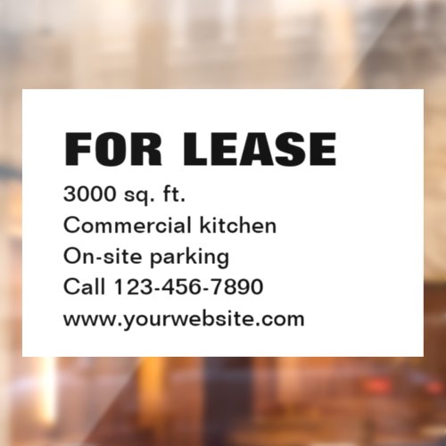 For Lease Black and White Property Management Text Window Cling