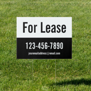 For Lease Black and White Text Phone Number Sign